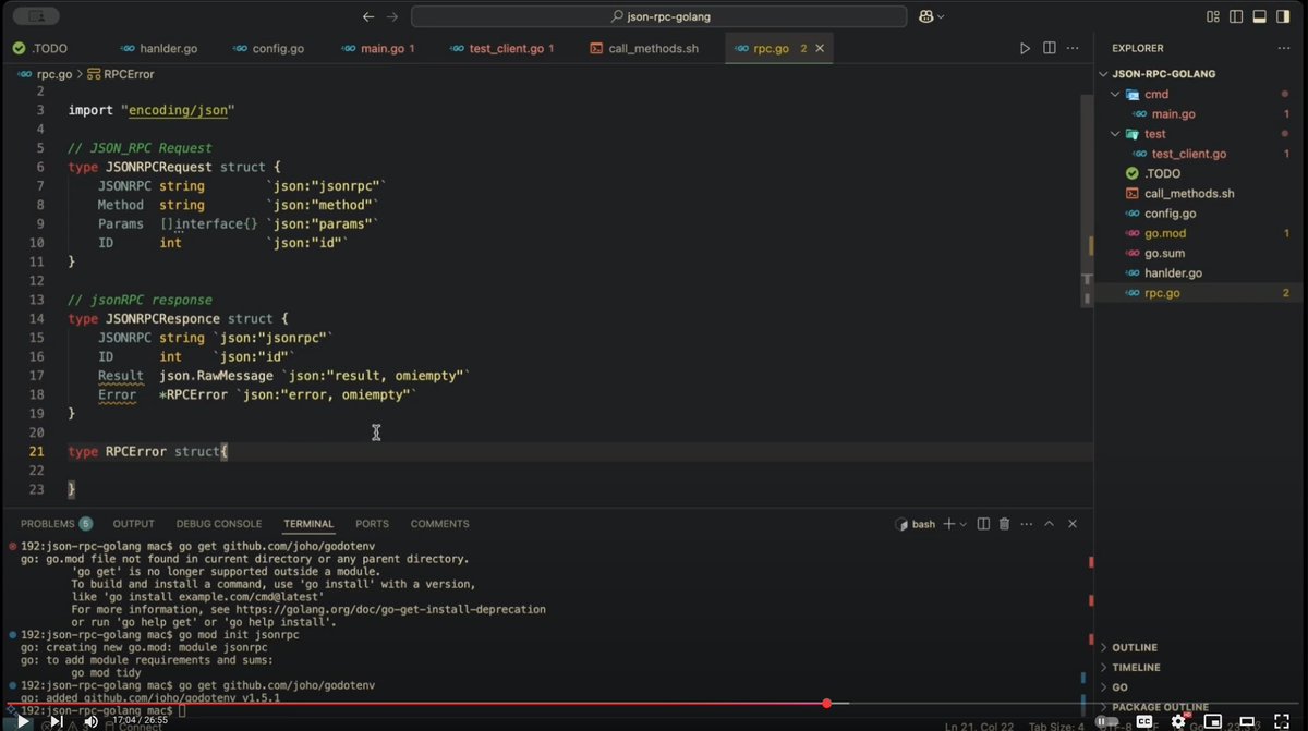 Build a JSON-RPC Server in Golang for Ethereum - Video Tutorial #golang  https://t.co/PRBu2YMrkj