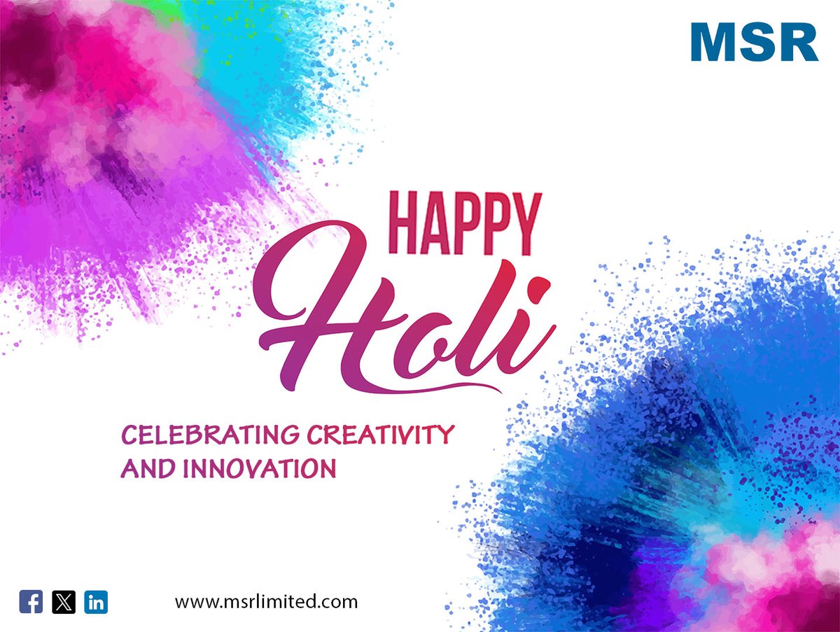 msritsolution's tweet image. Celebrate the colours of creativity and the spirit of innovation this Holi! 💐 🎨 Wishing you a vibrant and inspiring festival from all of us at MSR! #InnovateWithColors #HappyHoli #MSR