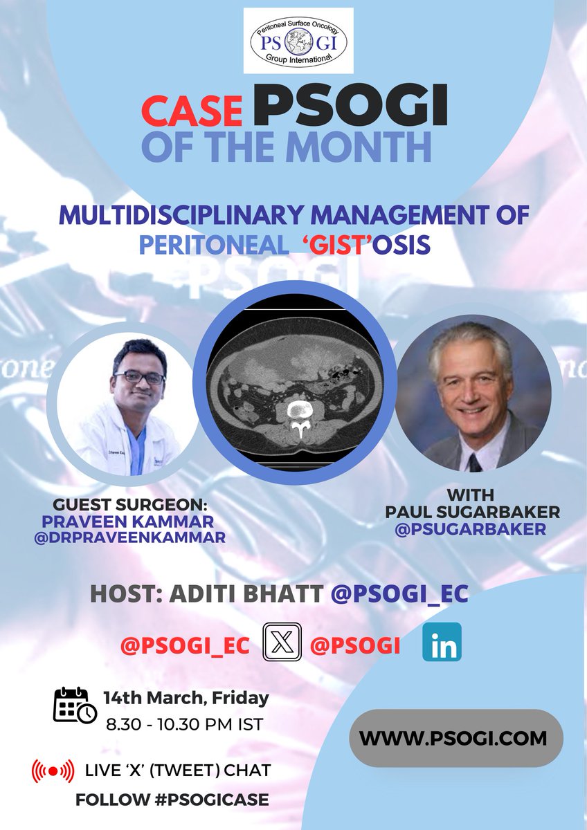 Peritoneal Surface Oncology Group International (@psogi_ec) on Twitter photo CASE OF THE MONTH #39 is here
#PSOGICASE
'Peritoneal GISTosis'
with <a href="/PSugarbaker/">Paul H Sugarbaker</a> and guest surgeon <a href="/DrPraveenKammar/">Praveen Kammar</a>
For very rare diseases, what we do not know is more than what we know
🤔 how common is peritoneal dissemination at presentation in patients with GIST
🤔 are CASE OF THE MONTH #39 is here
#PSOGICASE
'Peritoneal GISTosis'
with <a href="/PSugarbaker/">Paul H Sugarbaker</a> and guest surgeon <a href="/DrPraveenKammar/">Praveen Kammar</a>
For very rare diseases, what we do not know is more than what we know
🤔 how common is peritoneal dissemination at presentation in patients with GIST
🤔 are