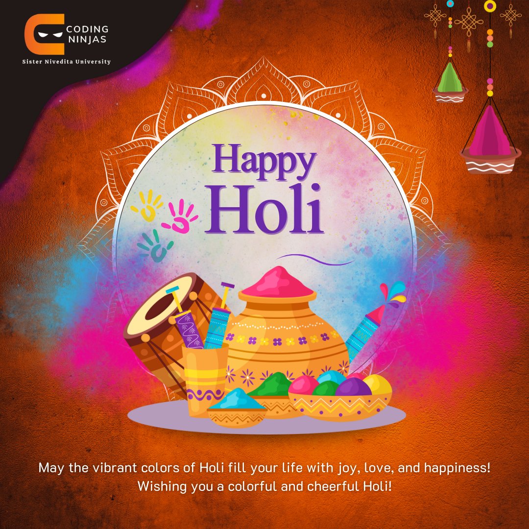 cn_snu's tweet photo. Namaste Ninjas! 🎨✨

This Holi, let's code with the same passion as we celebrate colors! 🌈💻 May your life be vibrant with joy, success &amp; creativity.

Happy Holi! 🎉

#HappyHoli #CNSNU #CodingNinjasSNU https://t.co/ORR2CEScG1