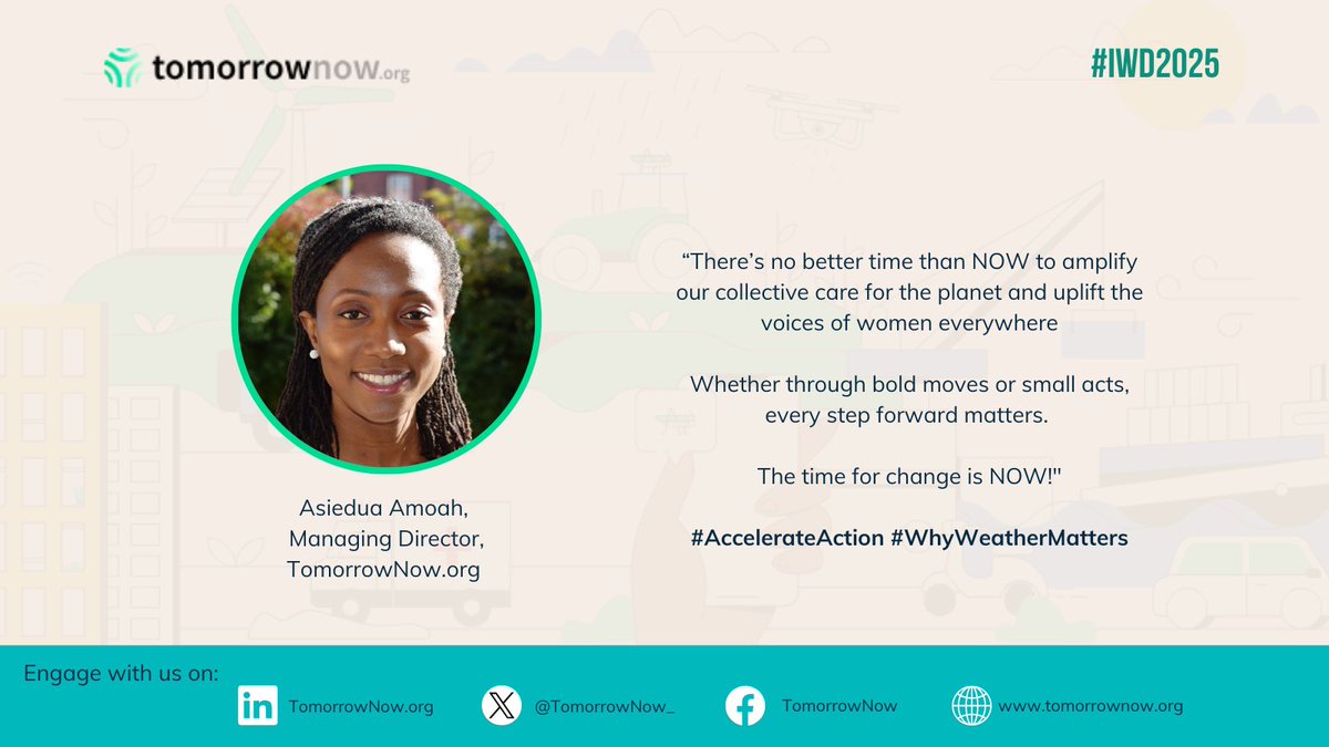 TomorrowNow (@tomorrownow_) on Twitter photo These words by our Managing Director couldn’t be more profound as the team at <a href="/TomorrowNow_/">TomorrowNow</a> remains dedicated to building and sustaining the partnerships we need to help communities achieve climate resilience and prosperity!
#InternationalWomensDay #IWD2025 #WhyWeatherMatters These words by our Managing Director couldn’t be more profound as the team at <a href="/TomorrowNow_/">TomorrowNow</a> remains dedicated to building and sustaining the partnerships we need to help communities achieve climate resilience and prosperity!
#InternationalWomensDay #IWD2025 #WhyWeatherMatters
