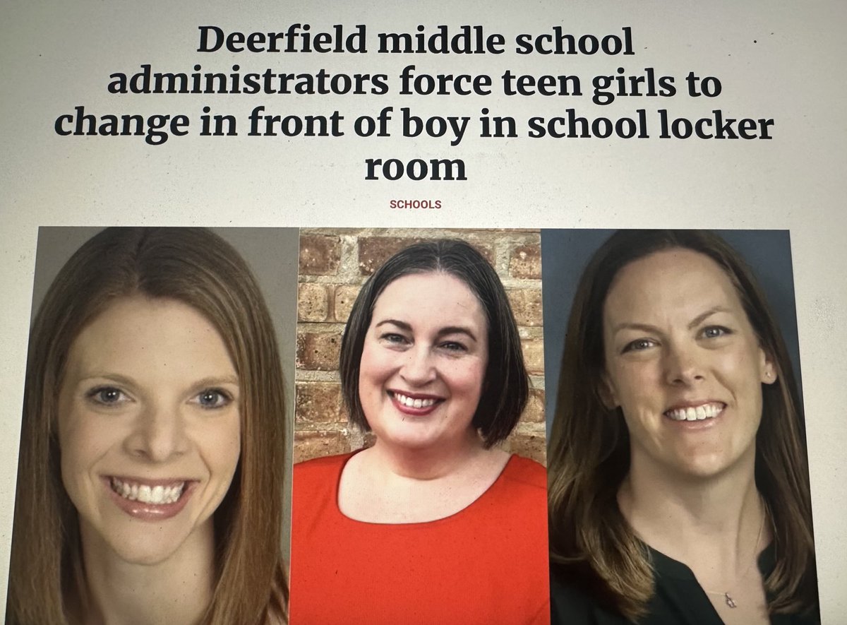 IlliniJen's tweet image. “After receiving a complaint from girls in early February that a boy was in their locker room while they were changing for gym class, District 109 ‘Assistant Superintendent for
Student Services’ Joanna Ford, ‘Assistant Principal,’ Cathy Van Treese and ‘Director for Student…