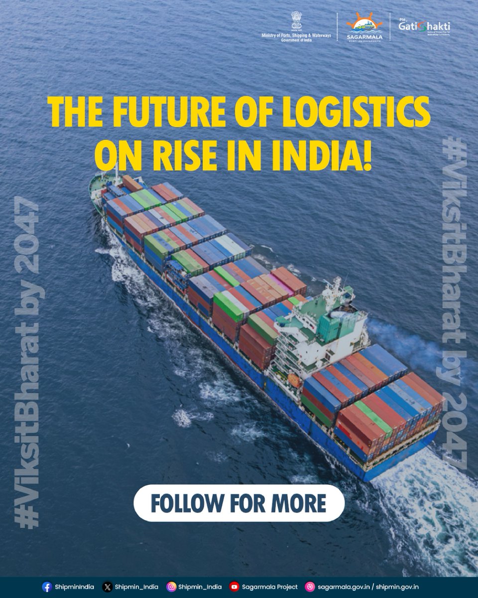 shipmin_india's tweet photo. India’s logistic leadership rise begins!  Are you onboard?  
#IndiaPorts #MaritimeIndia #ViksitBharat2047
(6/6) https://t.co/NtheO1p1jy