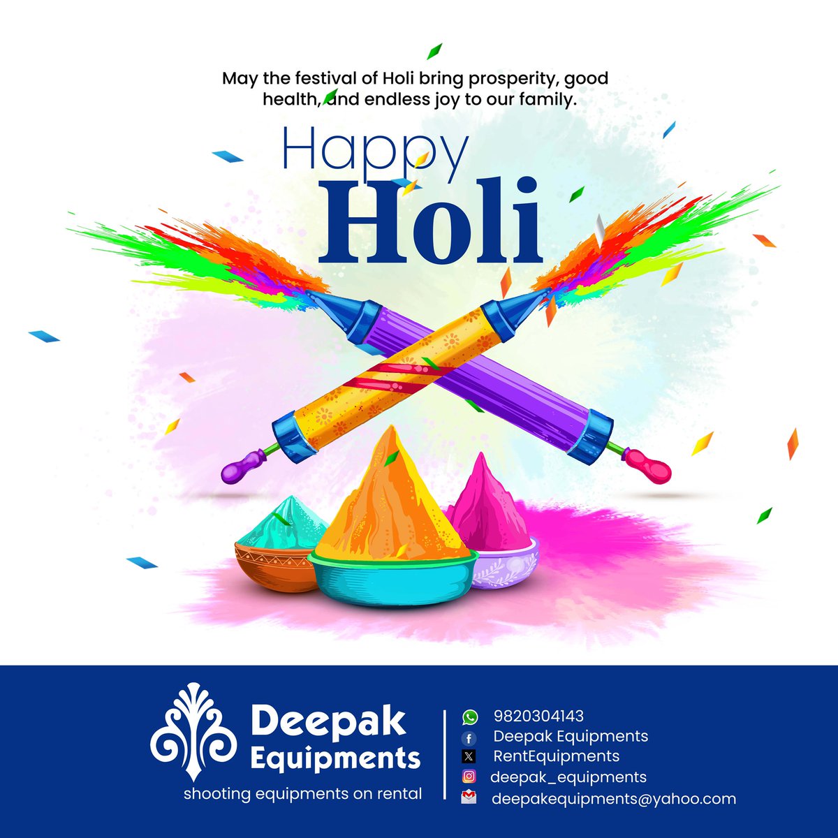 RentEquipments's tweet photo. Happy Holi Everyone.🌈🎨🤗
Wishing you a colorful and joyful day!
#HappyHoli #Holi2025 #HoliHai https://t.co/4h62GBQt9F