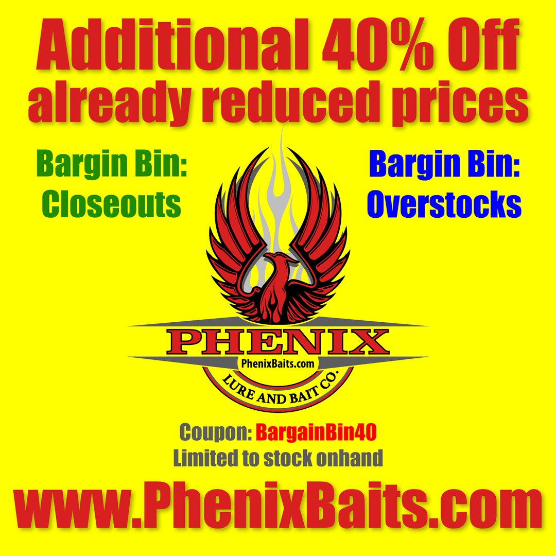 PhenixBaits's tweet photo. Save 40% on Closeouts - PhenixBaits 🎣 - https://t.co/JF7Rkp6wUX https://t.co/AtuWpDibjf