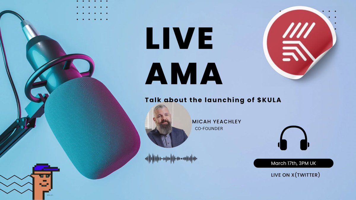 Real_DeFi_'s tweet image. 🚀 Kula is launching, and you’re here early!

This is an AMA you won’t want to miss—set a reminder today! 🔥

🗓 March 17th, 3PM UK
🔗 

Be there or hear about it later. 👀 #Kula #Web3 #CryptoAMA