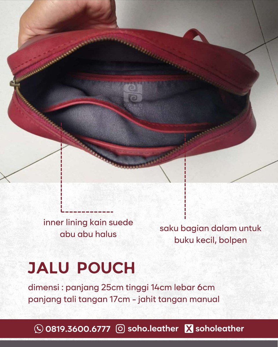 rndhtshnt's tweet image. READY STOCK 1 pcs - JALU POUCH - UNISEX

Berbahan kulit crazy horse merah maroon, siap kirim dari Yogyakarta. 

Jahit tangan manual ; muat untuk hp, dompet, kunci kendaraan. Buat dibawa meeting pas, buat berkunjung ke sanak saudara juga oke. 

Info pemesanan 0819.3600.6777 😍