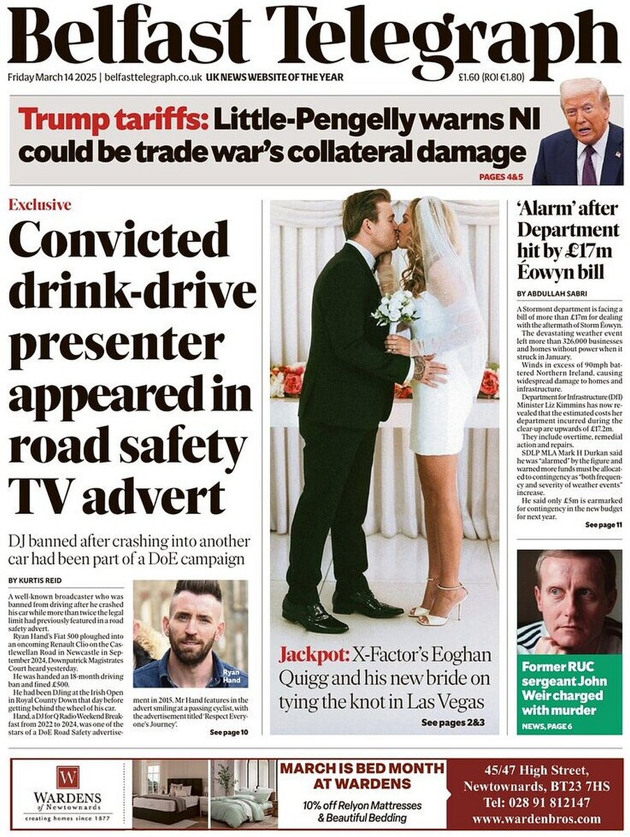 ukpapers's tweet photo. ๐ฌ๐ง Convicted Drink-Drive Presenter Appeared In Road Safety TV Advert
โซDJ banned after crashing into another car had been part of a DoE campaign
โซ@kurtisreid_
#frontpagestoday #UK @BelTel https://t.co/mxcibCsQ0b