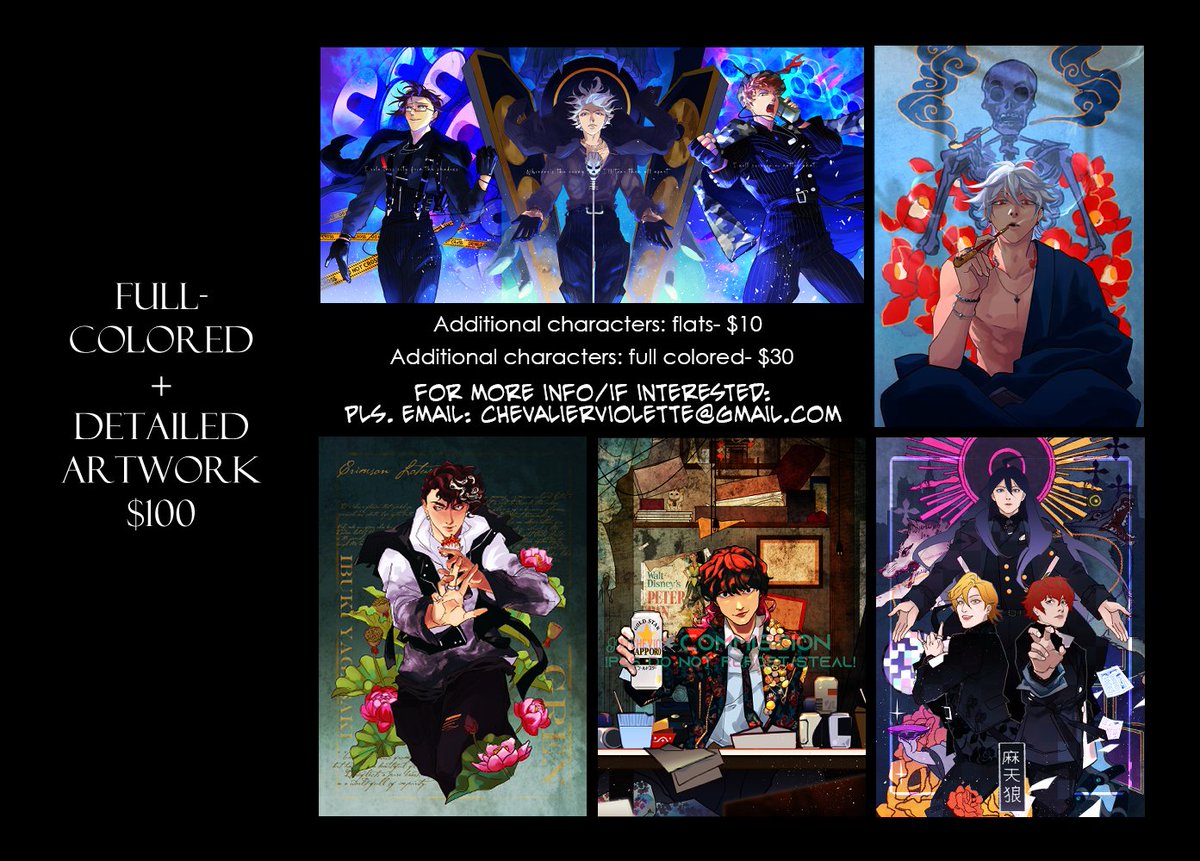 katchevio's tweet image. ✨Commission Info Updates ✨
NEW TIER: SKETCH/LINEART. Please check in the replies ^^
Ukiyo-E can go for any fandom. I enjoy making them.^^ actually any fandom, as long as there are refs. I am looking forward to drawing more for everyone soon.^^
Thank you so much, guys.💙