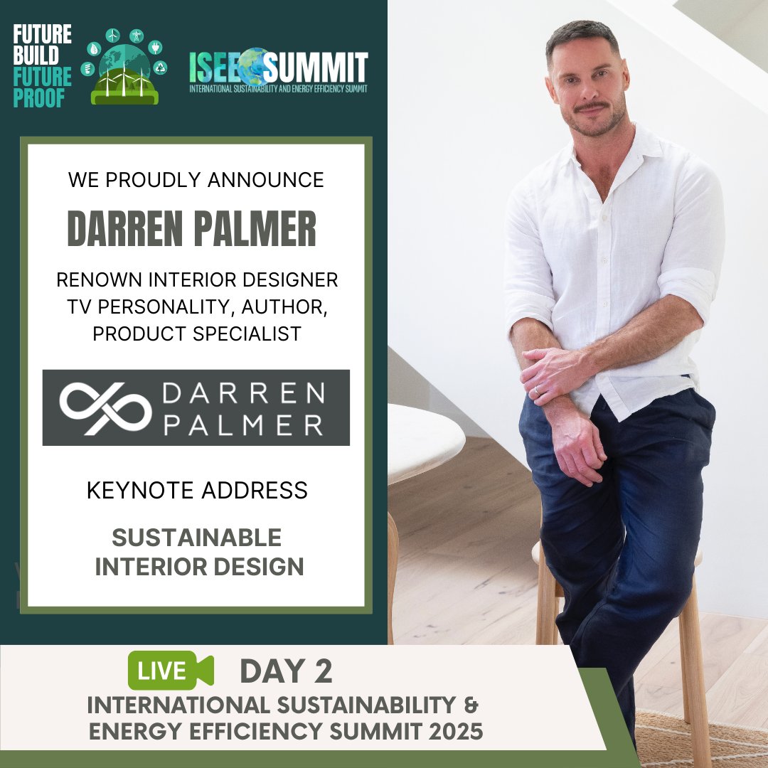 BDAA is excited to have renowned interior designer, TV personality, and author Darren Palmer at the International Sustainability and Energy Efficiency Summit for his keynote on sustainable interior design. Join March 24-25.
…nabilityandenergyefficiencysummit.com #sustainabledesign