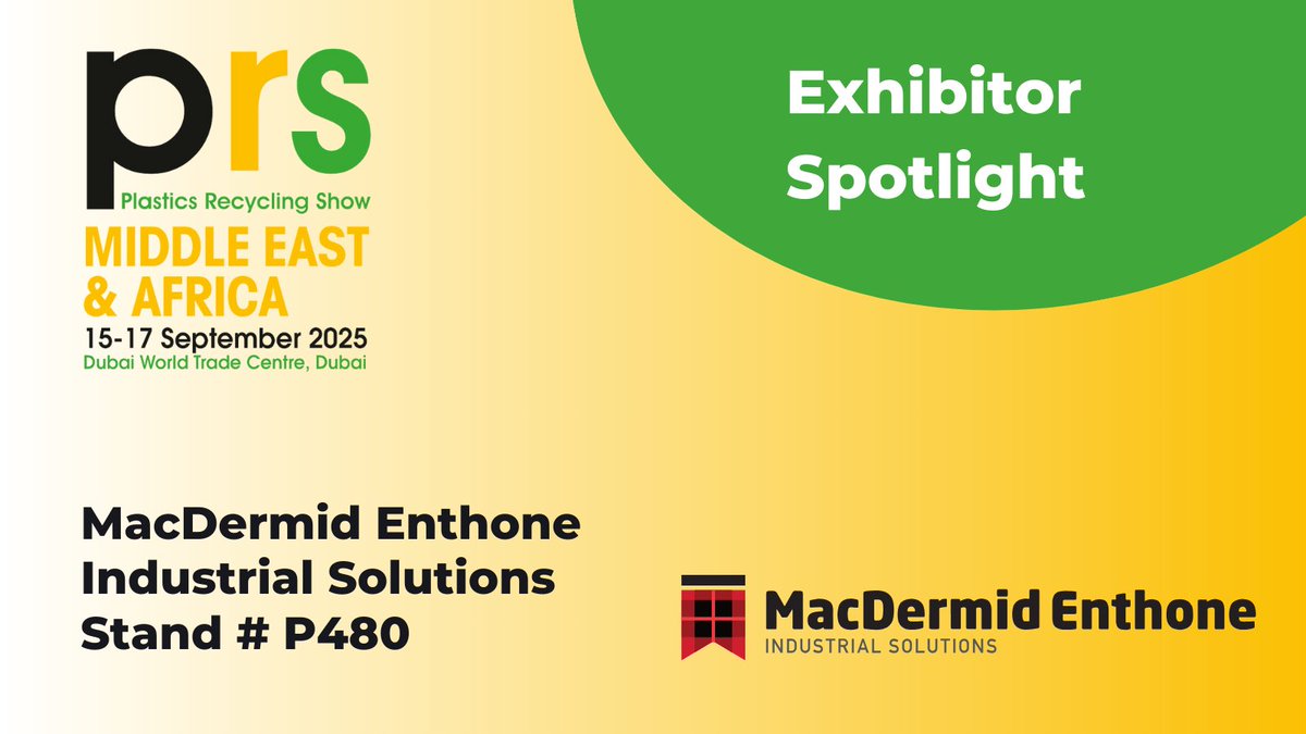Welcome MacDermid Enthone Industrial Solutions as Exhibitors at Plastics Recycling Show Middle East &amp; Africa in Dubai 15-17 Sept 2025. MacDermid Enthone specializes in manufacturing chemical compounds for all surface coating applications.  loom.ly/hHlBYjk <a href="/ME_Industrial/">MacDermid Enthone Industrial Solutions</a>