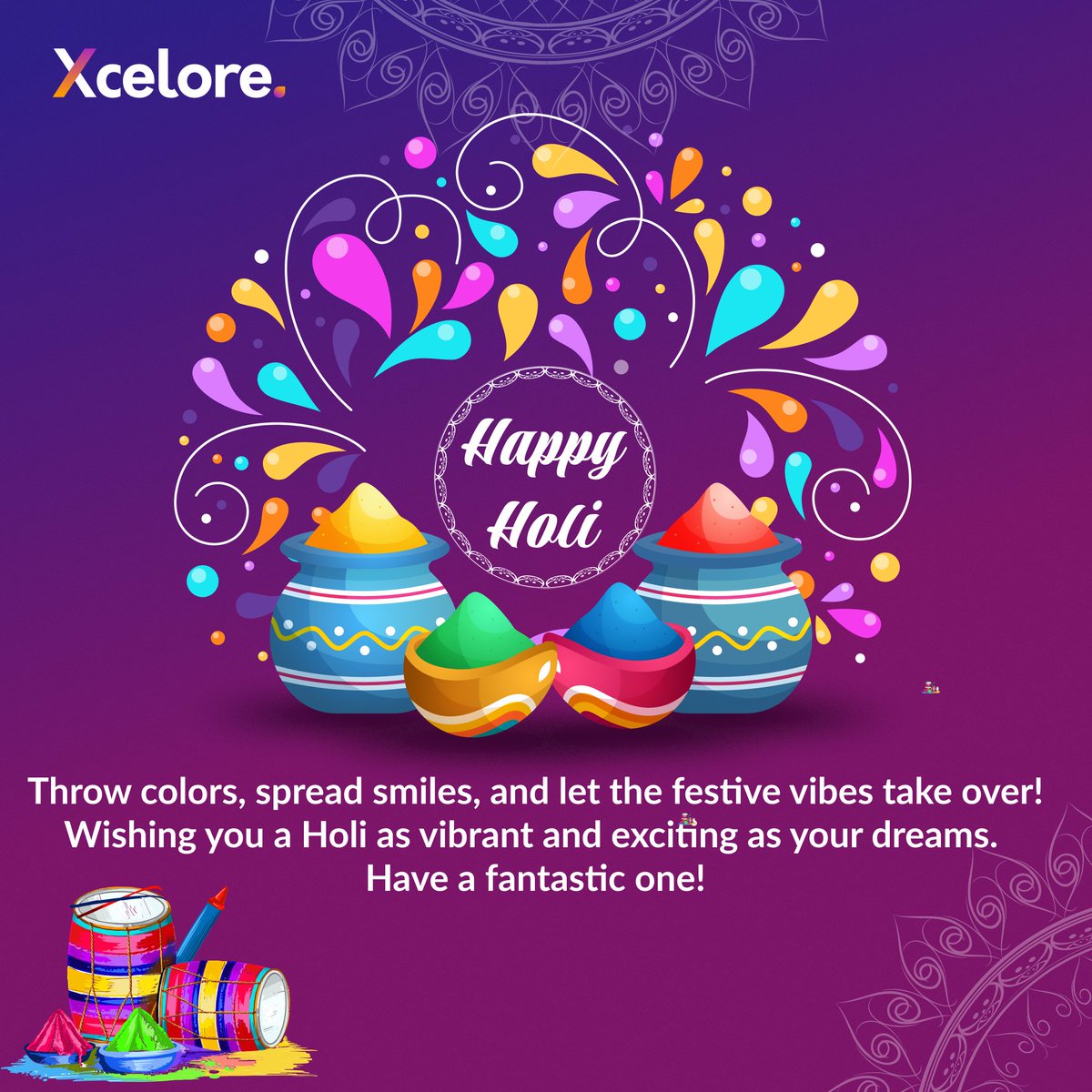 XceloreDigital's tweet image. Wishing You a Joyous &amp;amp; Colorful Holi from Xcelore! 

Let’s celebrate the spirit of togetherness, innovation, and new possibilities—the Xcelore way! Happy Holi! 

#HappyHoli #FestivalOfColors #Xcelore #CelebrateInnovation #ColorsOfJoy