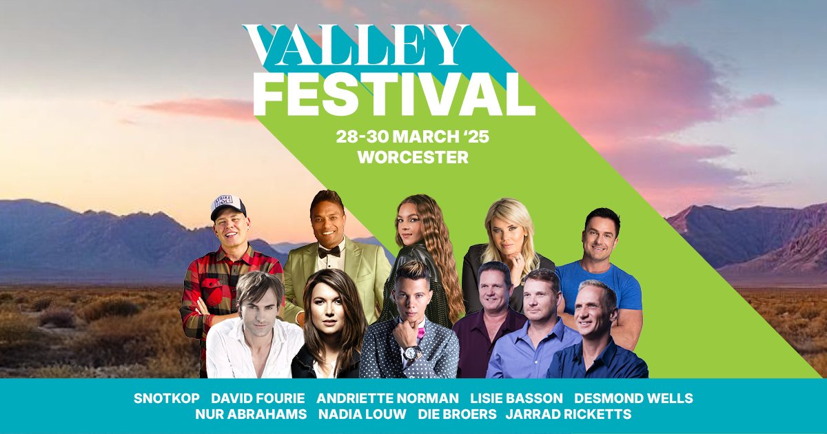 Valley Festival
28 tot 30 Maart
Golden Valley Casino Worcester
Kaartjies  openticket.co.za