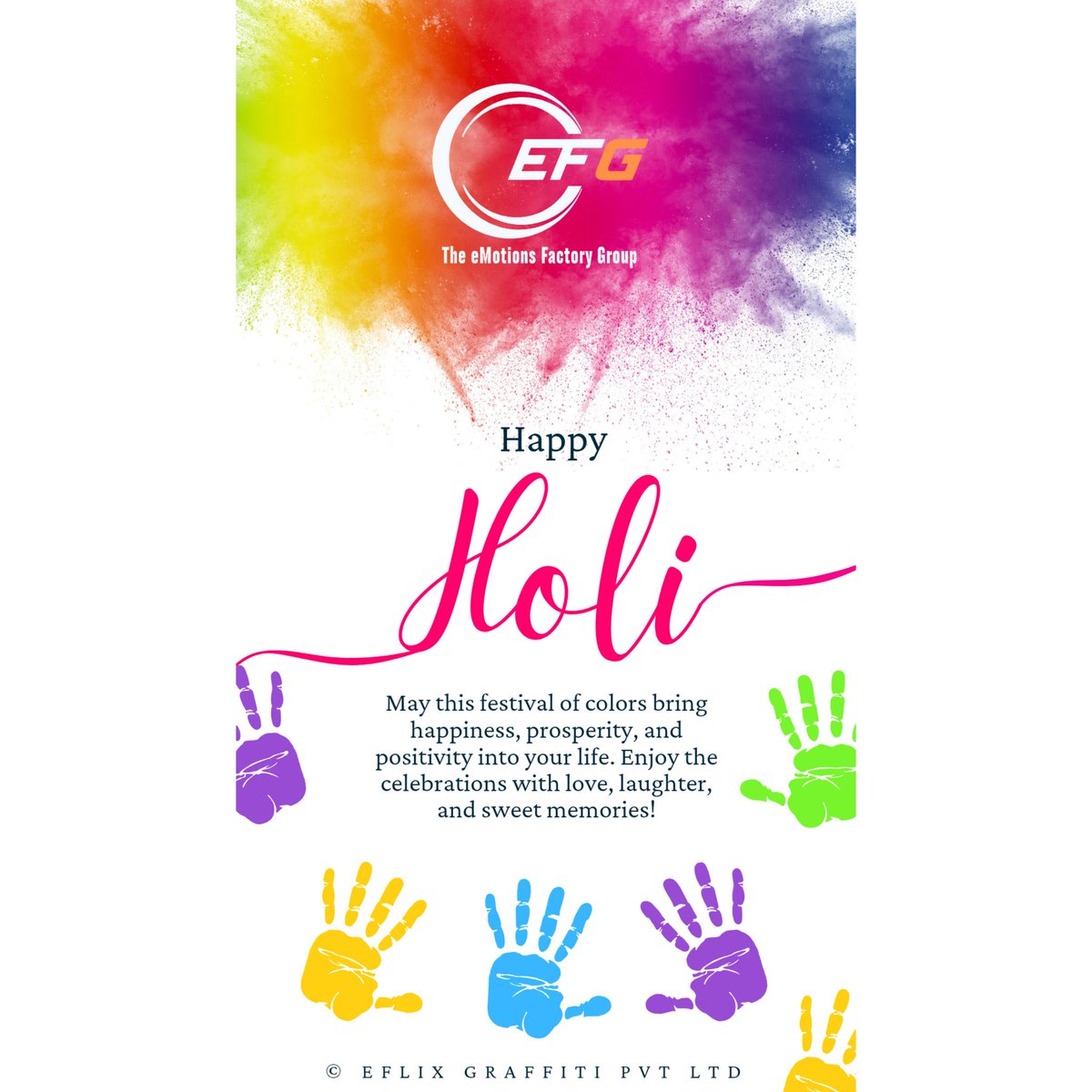 Holi is the time to express joy, forget differences, and embrace the spirit of togetherness. May this festival bring harmony, happiness, and success into your life! ✨🎭💐 #Holi2025 #FestivalOfLove