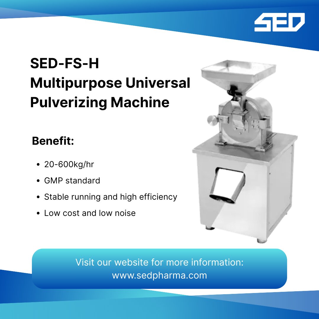 SedPharma's tweet image. 🚀 Maximize production efficiency with the Multipurpose Universal Pulverizing Machine by Innova Machinery! Versatile, efficient, and built to last. 

Boost your productivity today!

#sedpharma #industrialequipment #PulverizerMachine #PharmaceuticalMachinery  #grindermachine #fyp