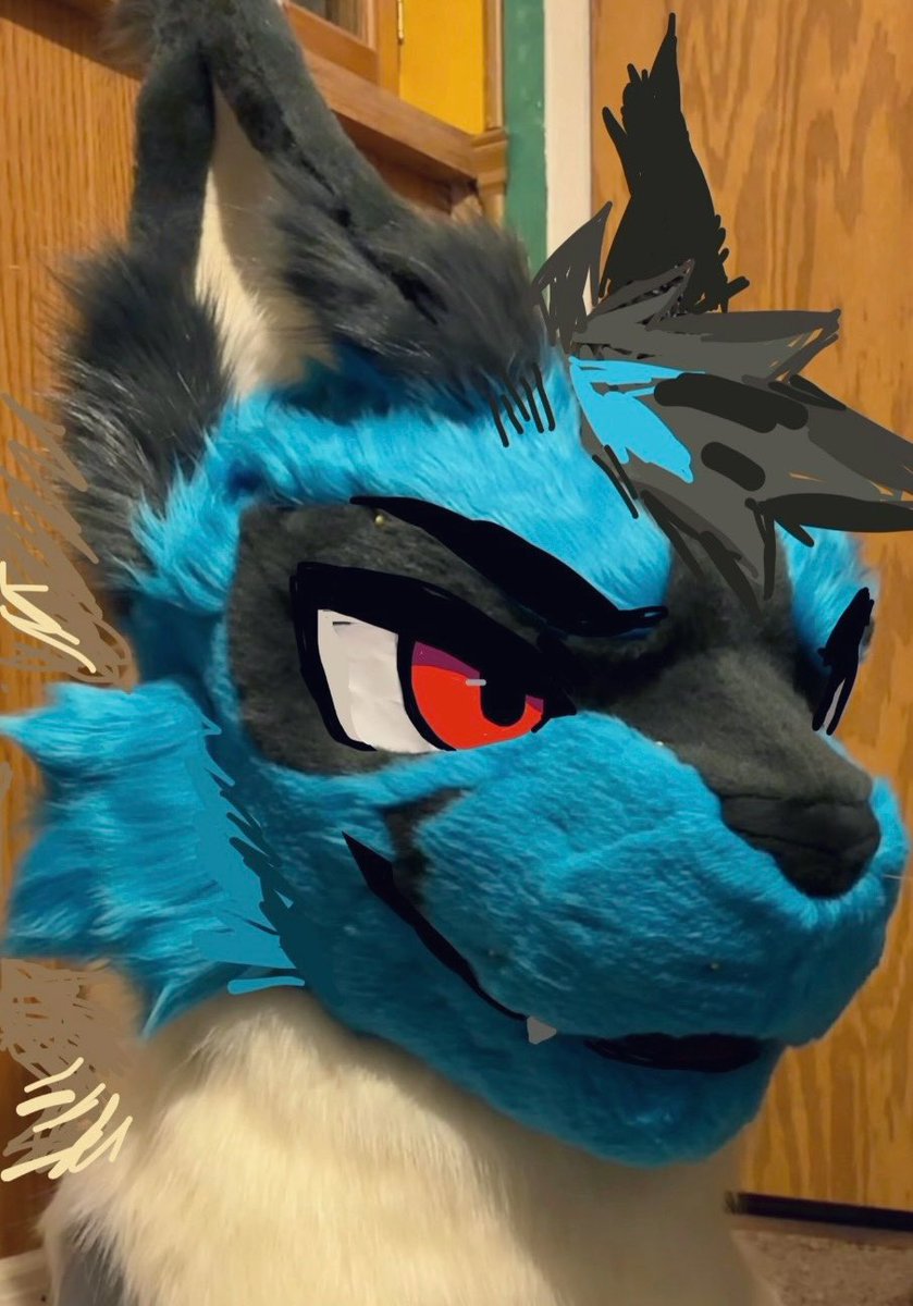 DEADFISH_CO's tweet image. little draw over while i finish up sewing the rest of this boy :3 + cool hair tuft