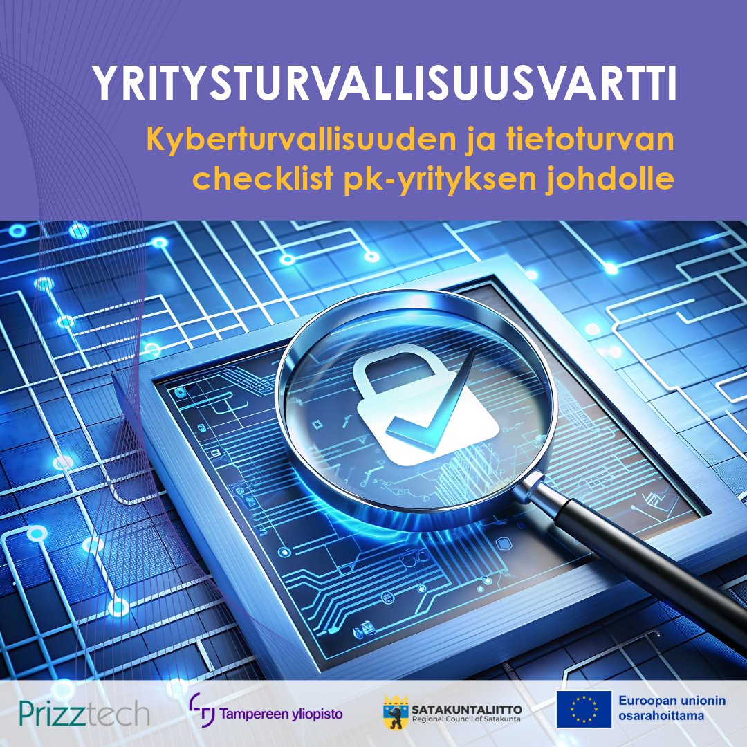 Tutustu Yritysturvallisuusvartti-tallenteisiin! prizz.fi/yritysturvalli…

✔️Kyberturvallisuusvelvoitteet NIS2-direktiivi
✔️Miten toteutetaan Pk-yrityksen kokonaisvaltainen tietoturva vuonna 2025?
✔️Kyberturvallisuuden ja tietoturvan checklist
#yritysturvallisuusvartti #prizztech