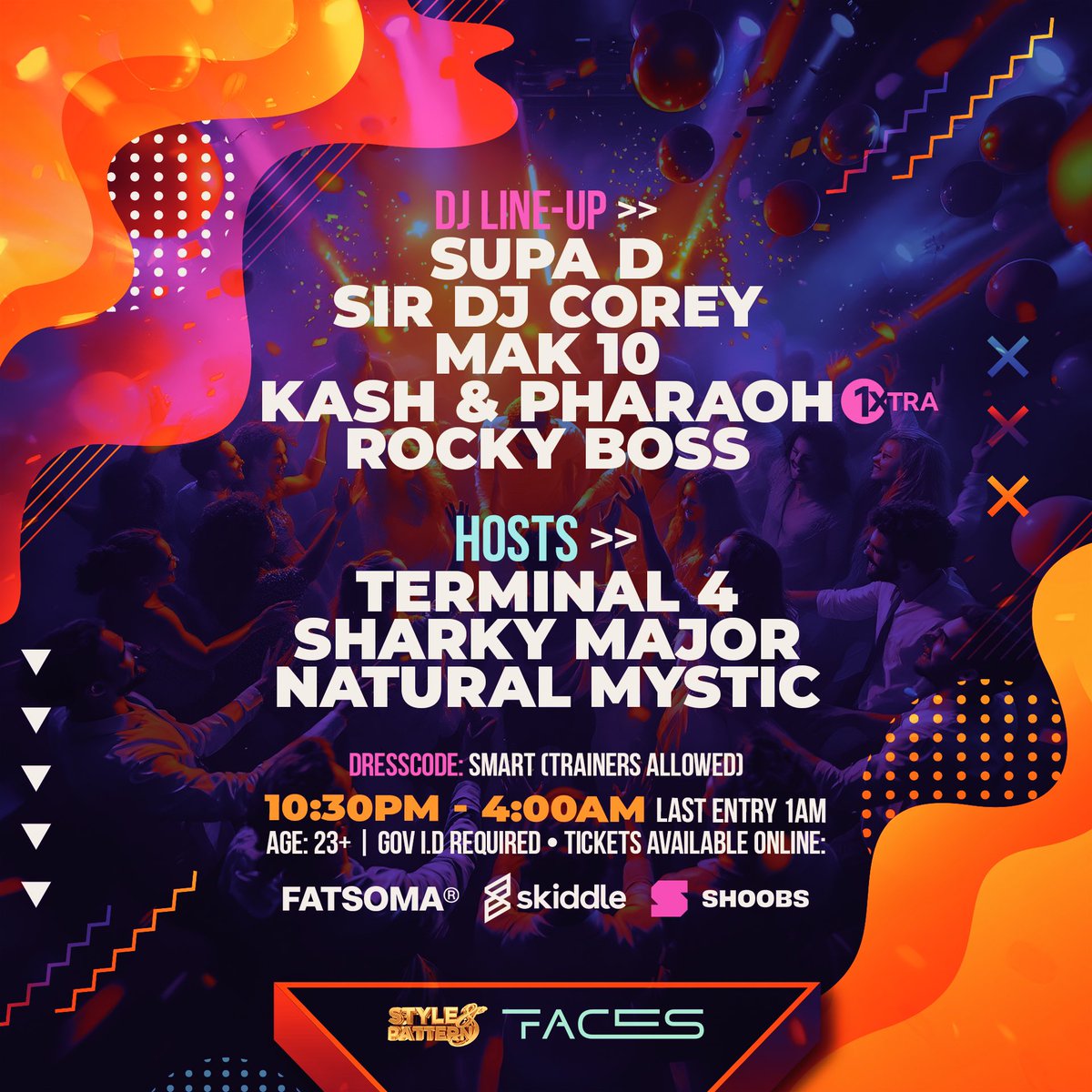 Vibes a run! STYLE &amp; PATTERN returns on Saturday 12th April <a href="/Facesnightclub/">Facesnightclub</a> raving till 4am! Last entry 1am! 
🎫 shoobs.com/events/106487/…