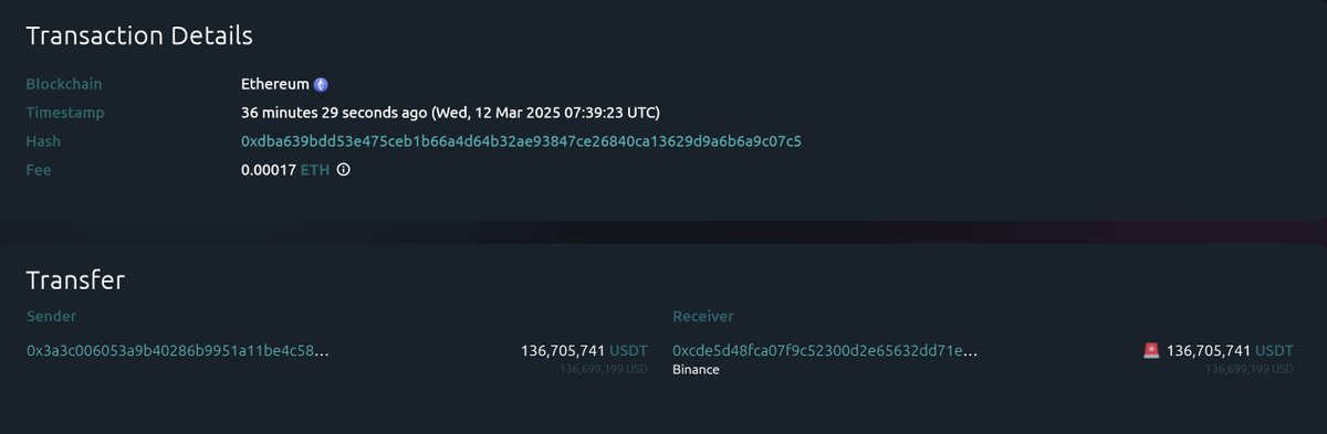 🔵 - MTC - "Transazione Milionaria: 1.36 miliardi di USDT Trasferiti a Binance, Sconvolgendo il Mercato delle Criptovalute"
