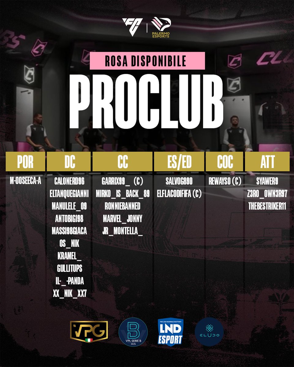 Siamo pronti a scendere in campo con la nostra nuova rosa per affrontare le sfide di #EAFC25 Pro Club nelle competizioni VPG, VPL, eLudo Serie B ed LND eCup! ⚽🎮

#siamoaquile 🦅