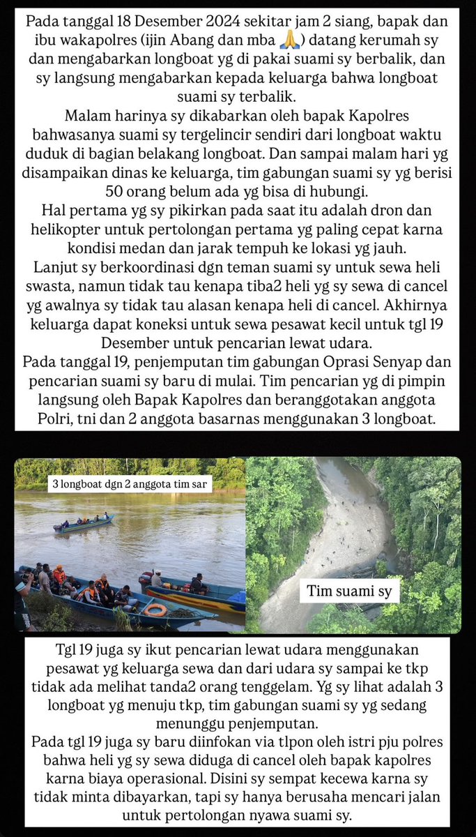 Halo teman2, disini sy mau minta tolng bantuan teman2 sekalian untuk memviralkan kasus hilangnya suami sy saat menjalankan tugas penangkapan KKB. Mohon bantuannya karna sudah 3 bln suami sy hilang tanpa kejelasan dan dari pihak kedinasan tidak memberi kejelasan pencarian suami sy