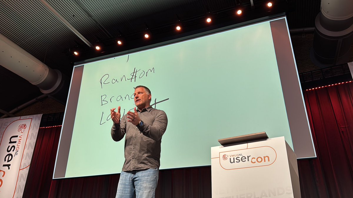 <a href="/hcmccain/">chris mccain</a> doing the keynote at <a href="/vmugnl/">The Dutch VMUG</a> with no slides! #VMUGNL2025