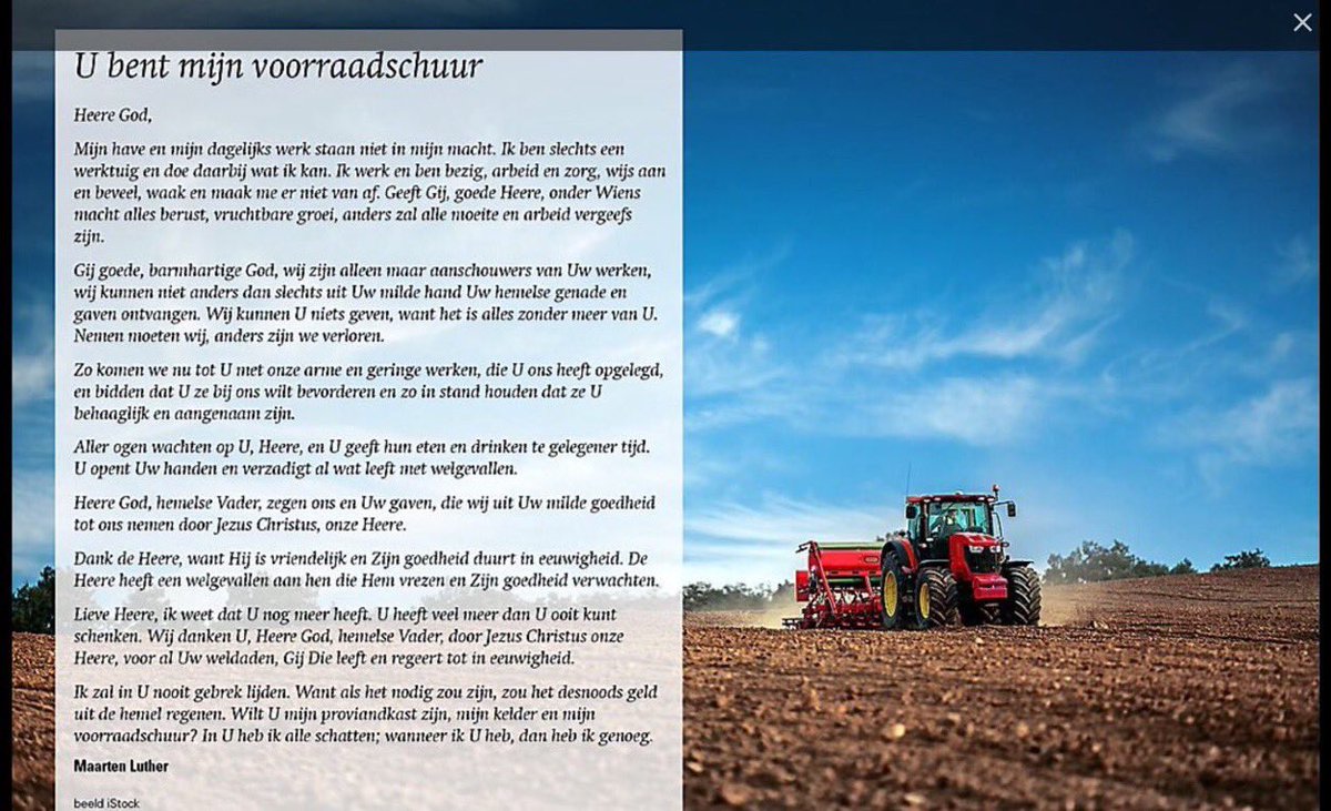 Vandaag #biddag voor gewas en arbeid. “U bent mijn voorraadschuur”. 
En waarom vieren christenen biddag? Zie voor meer info eo.nl/artikel/waarom…