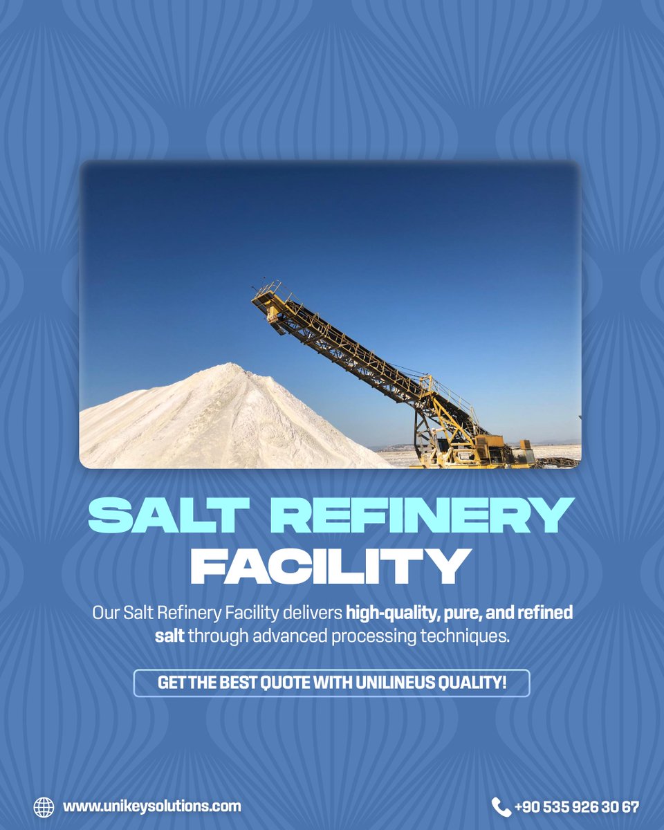 unilineus's tweet image. 🏭 Purity in Every Grain! 🌊 Our Salt Refinery Facility delivers high-quality, pure, and refined salt through advanced processing techniques. 

📞 +90 535 926 30 67 | 🌐 unikeysolutions.com

#SaltRefinery #IndustrialProcessing #RefinedSalt #ManufacturingExcellence