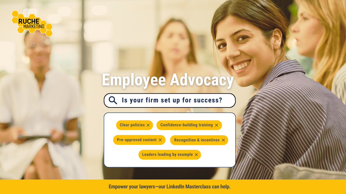 Is your firm ready for employee advocacy?
✅ Social media policies for lawyers
✅ Training to build confidence
✅ Pre-approved content for easy sharing
Our LinkedIn Masterclass helps lawyers become confident advocates. Get in touch!
#EmployeeAdvocacy #LegalMarketing