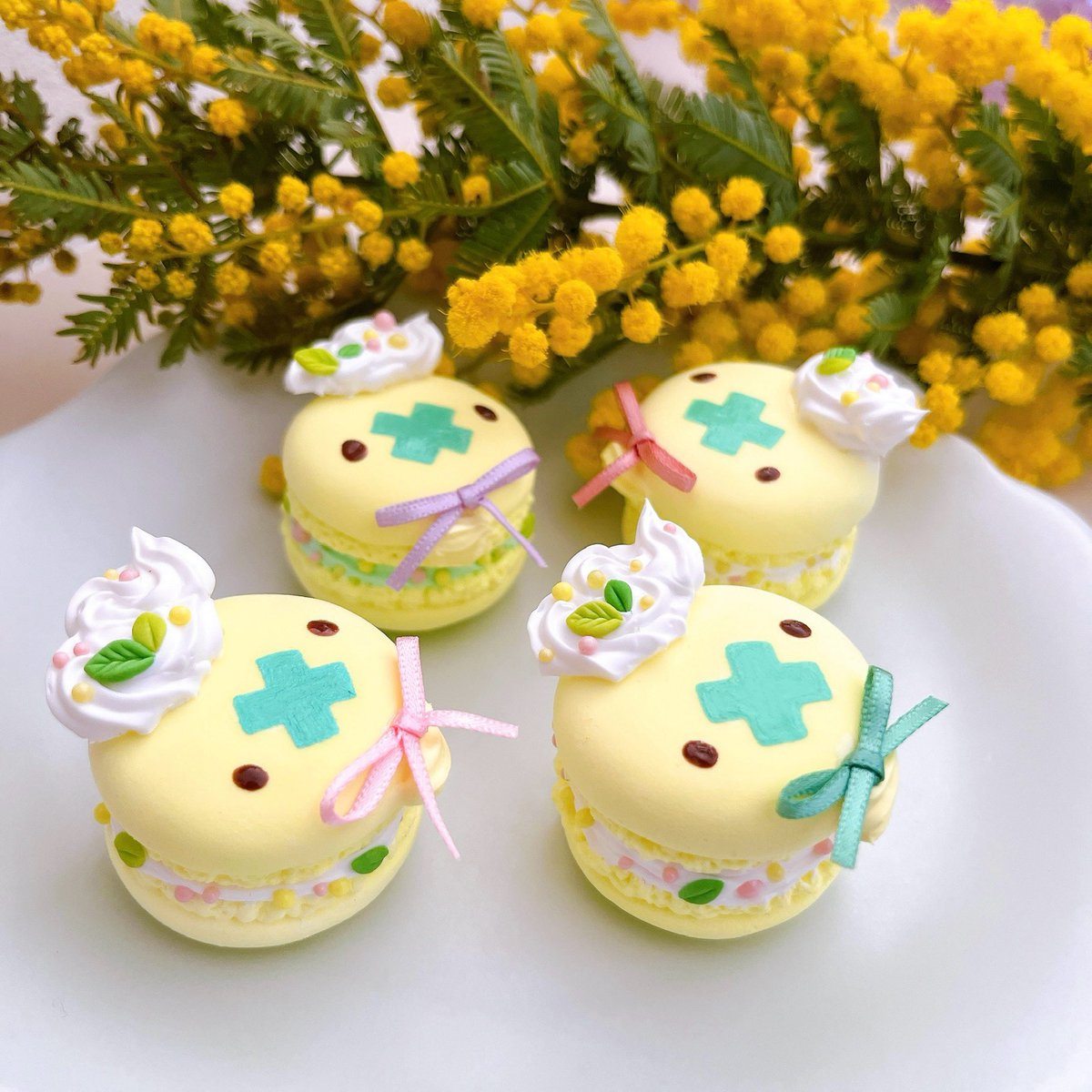 ミモザぷわわのマカロン🌿◌𓈒
#樹脂粘土