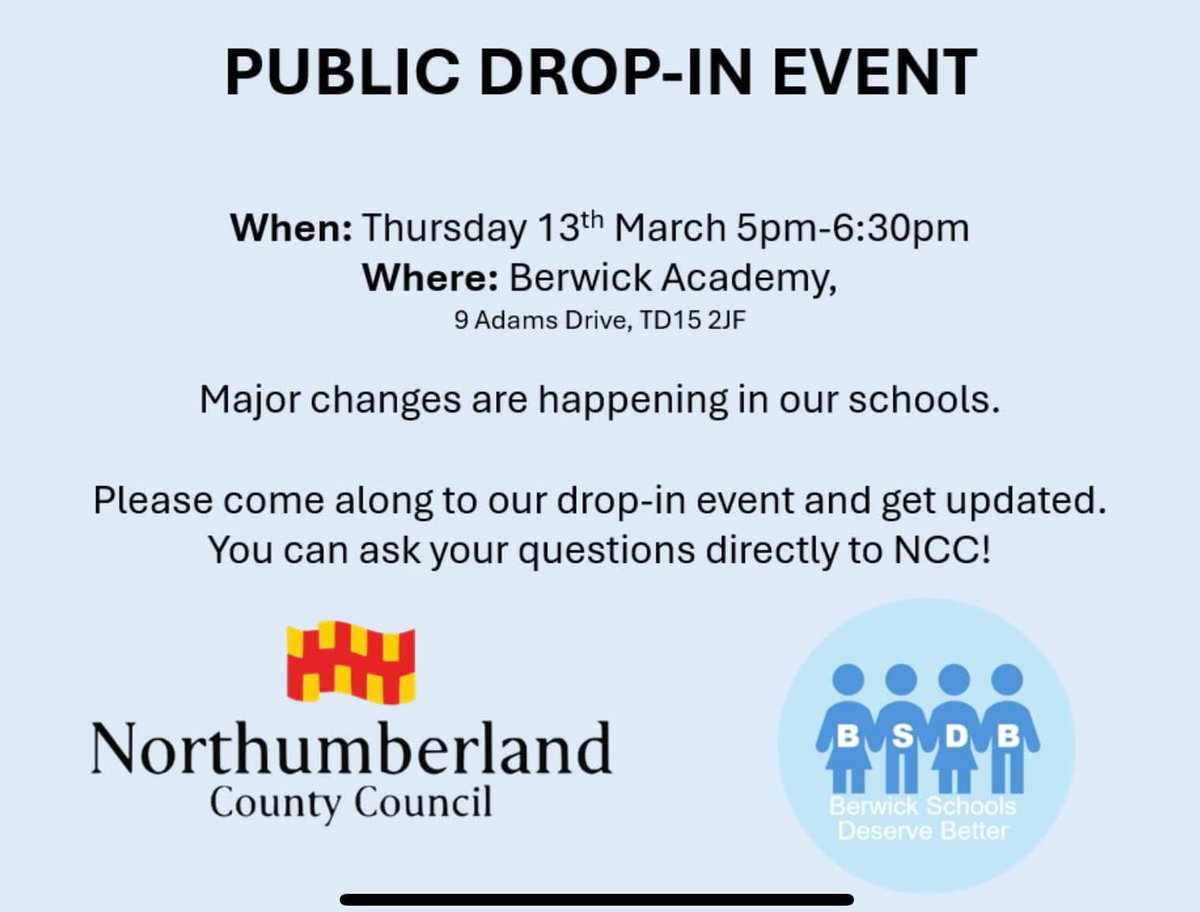 Berwick School. Drop in Event