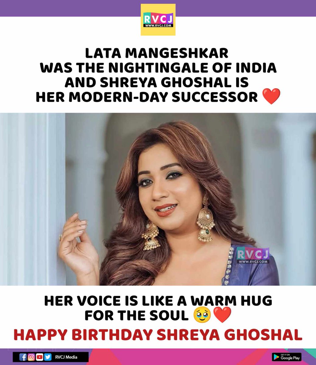 rvcjmovies's tweet photo. Happy Birthday Shreya Ghoshal

#shreyaghoshal @shreyaghoshal https://t.co/9pfk8hHfUG