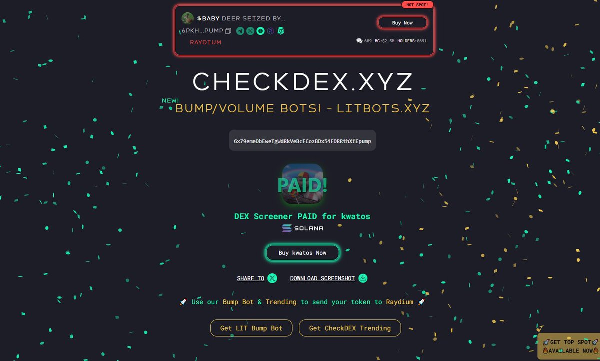 $KWATOS DEX HAS BEEN PAIDDD LFGGG NOW WE SEND EVEN HIGHER TOLD YALL DONT FADE THE OG KWATOS WE ARE PUMPING TF UPPP LFGGGGG APE AND HOLD DIAMOND HANDS ALWAYS WIN!!
CA:6x79emeDbEweTgWdRkVeBcFCozBDx54FDRRthXfEpump