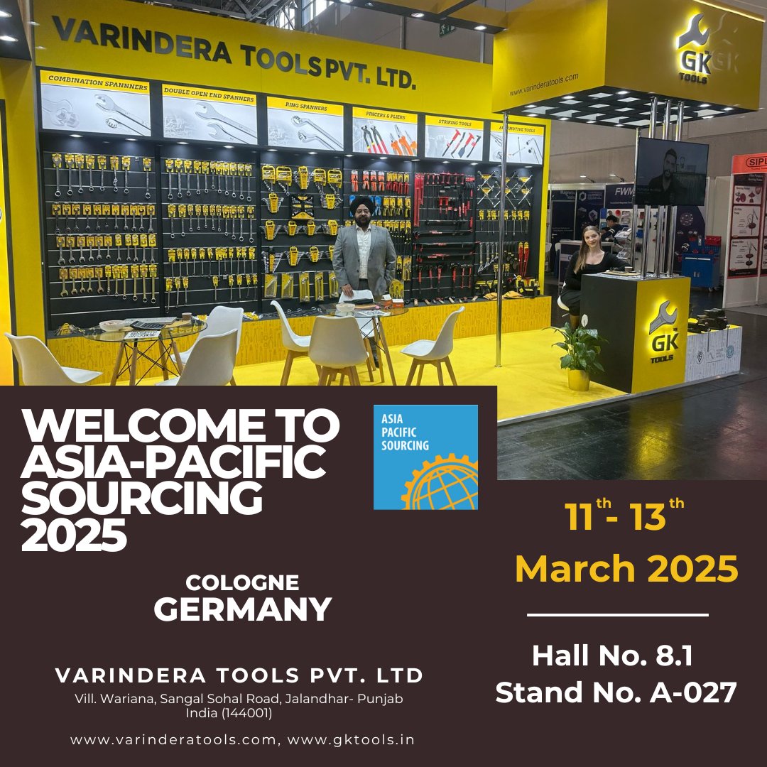 Varindera_Tools's tweet image. 📢 We Are Live at Asia-Pacific Sourcing 2025! 🔧✨

Varindera Tools Pvt. Ltd. is all set at Hall 8.1 | Stand A-027 in Cologne, Germany!

📅 11th - 13th March 2025

🔗 varinderatools.com | gktools.in

#VarinderaTools #AsiaPacificSourcing #WeAreLive #HandTools