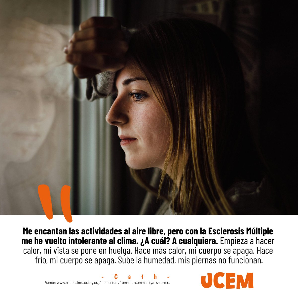 Con la #𝗘𝘀𝗰𝗹𝗲𝗿𝗼𝘀𝗶𝘀𝗠ú𝗹𝘁𝗶𝗽𝗹𝗲 me he vuelto intolerante al clima. ¿A cuál? A cualquiera. #NavegandoJuntosLaEM #MiDiagnósticoDeEM