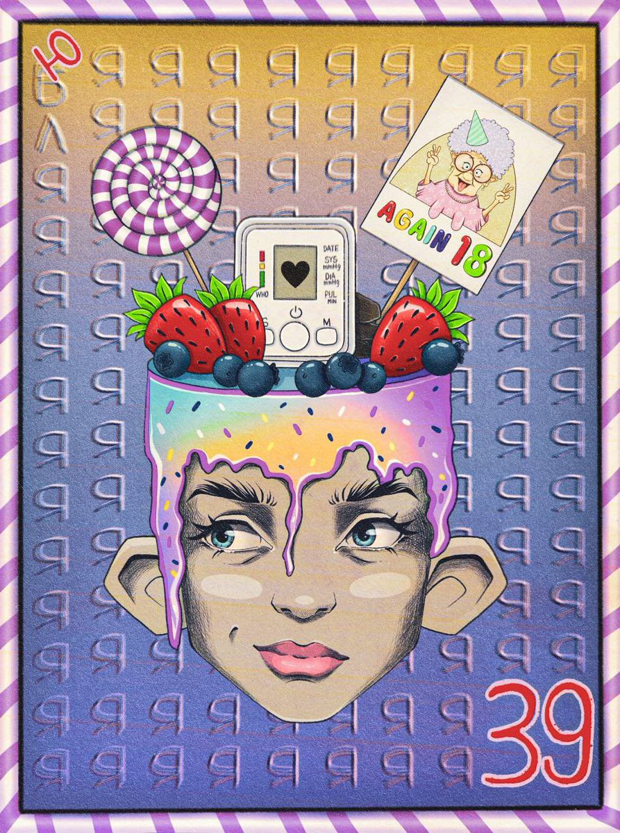 GM &amp; Happy Birthday to me 🔥

I blinked and I was 39 years old. How's that? 😂 Just a little while longer, and the anniversary 🫣 On this occasion, my celebratory Drop. 

Open edition- “No 18 AGAIN”

3.9 xtz 🤪

objkt.com/tokens/KT1LJ24…