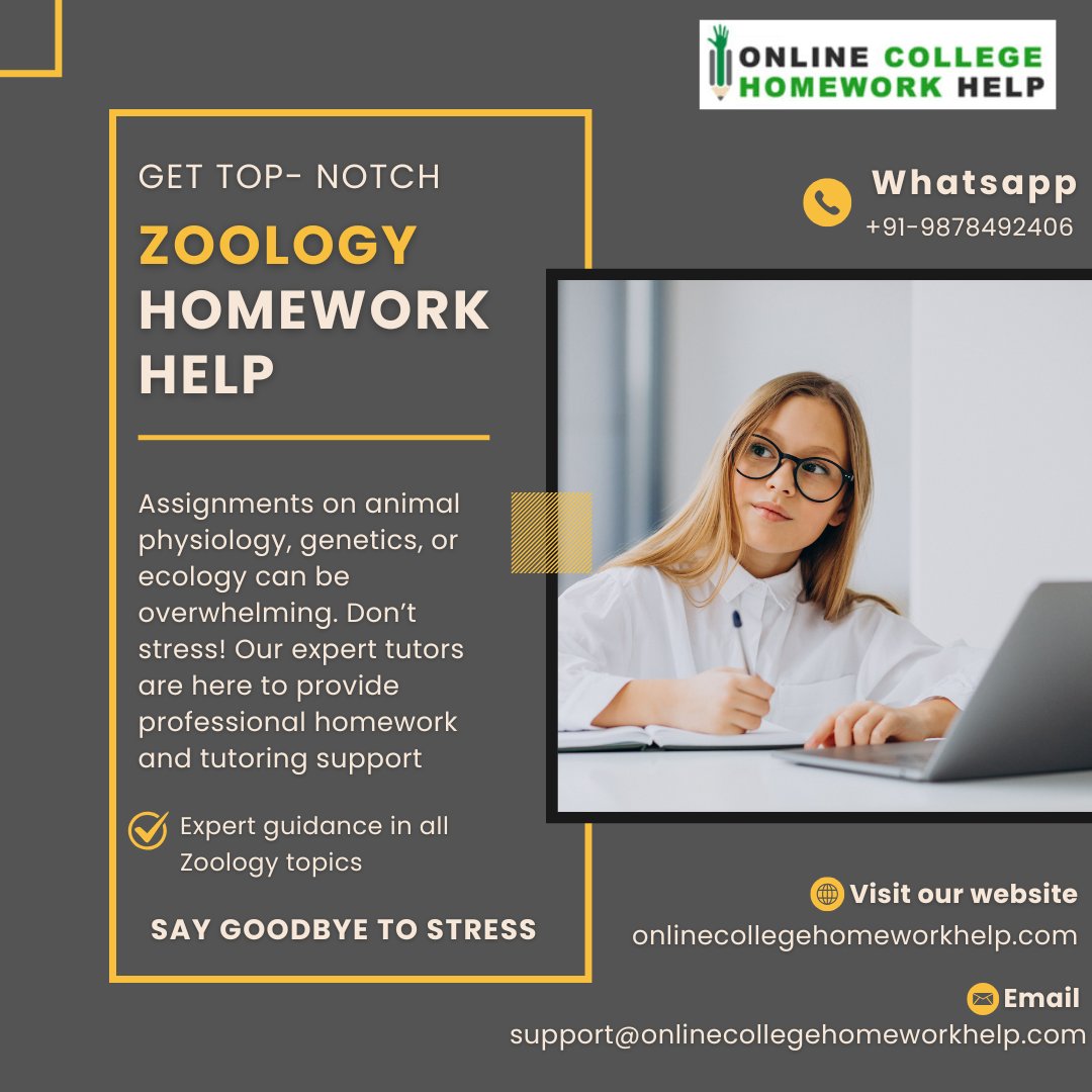 Onlinechwhelp's tweet image. 📚Need Help with Your Zoology Assignment?
📲 +91-9878492406
📩support@onlinecollegehomeworkhelp.com
🌐onlinecollegehomeworkhelp.com/zoology-homewo…
#onlinecollegehomeworkhelp #appliedzoology #zoologyassignmenthelp #biologyandzoology #botanyandzoology #zoologyhomeworkhelp #zoologytutoringhelp