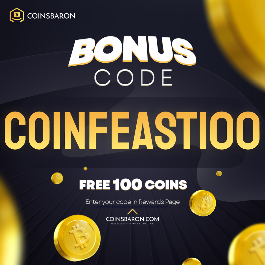 CODE DROP🔥

We have a small surprise for you. 100 coins for the first 100 people!💯

What to do to get it? 🎯

Just two steps:
1️⃣ Go to the website and register through this link -> coinsbaron.com
2️⃣ In the rewards tab, enter the code: „COINFEAST100”

Enjoy! 🎁