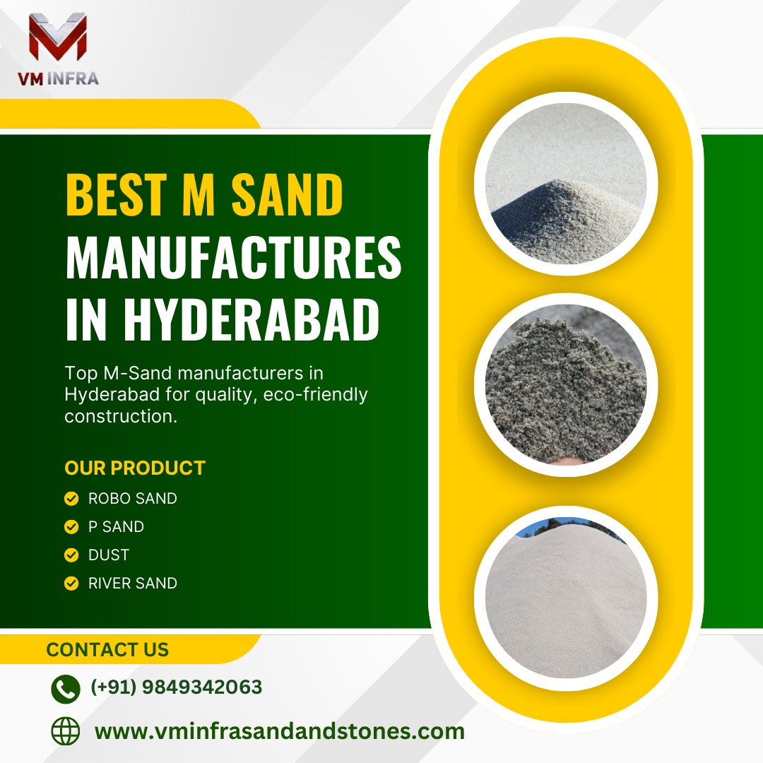 infra_vm's tweet photo. Premium M Sand Manufacturers in Hyderabad – VM Infra 🔹 Superior Quality – High-grade M Sand ensures durability and strength in construction.
📞 Call Us: (+91) 9849342063
#MSandHyderabad #VMInfra #EcoFriendlyConstruction #BuildingMaterials https://t.co/pGMs03t6nV
