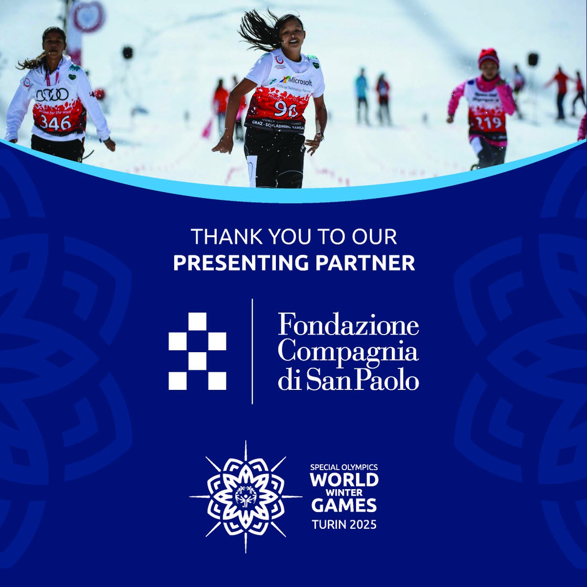 The Special Olympics World Winter Games are only possible thanks to the incredible support of our presenting partners: <a href="/CocaColaCo/">The Coca-Cola Co.</a>, <a href="/CSP_live/">Fondazione Compagnia San Paolo</a>, <a href="/intesasanpaolo/">Intesa Sanpaolo</a>, and <a href="/ToyotaMotorCorp/">Toyota Motor Corp.</a>. #TheFutureIsHere #SpecialOlympics