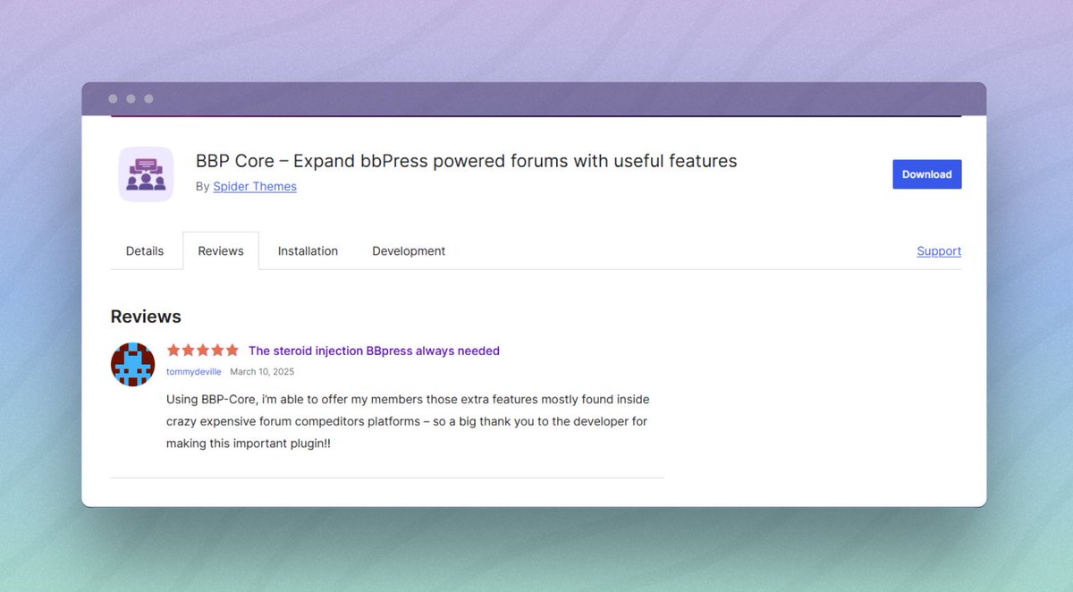 spider_themes's tweet image. 🌟 Another 5-Star Review for BBP Core 🚀
If you’re a bbPress user and haven’t tried BBP Core yet, you’re missing out on a game-changing experience. This is your chance to take your forums to the next level.
🔗 Try BBP Core now: 👉wordpress.org/plugins/bbp-co…
#BBPCore #bbPress