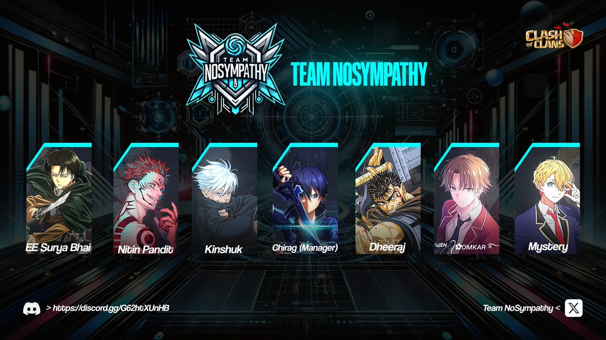 "Introducing Team NoSympathy! ⚔️🔥  
We’re here to dominate  Clash of Clans! To celebrate, we’re giving away 2 Gold Passes!
How to enter:  
✅ Like this tweet  
✅ Follow <a href="/TeamNoSympathy_/">Team NoSympathy</a>  <a href="/VND_chirag/">Chirag Tyagi</a> <a href="/EE_LVL99_Avi/">Avi Mishra</a>
✅ Retweet &amp; tag 2 friends  

#TeamNoSympathy #ClashOfClans