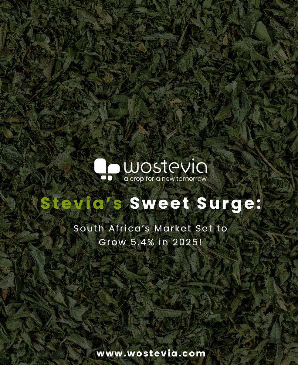 Stevia’s Sweet Surge! 🌱 South Africa's market is set to grow 5.4% by 2025! With rising health awareness &amp; a shift to natural sweeteners, stevia's popularity is on the rise since its approval in 2012. Discover more 👉 wostevia.com #NaturalSweetness