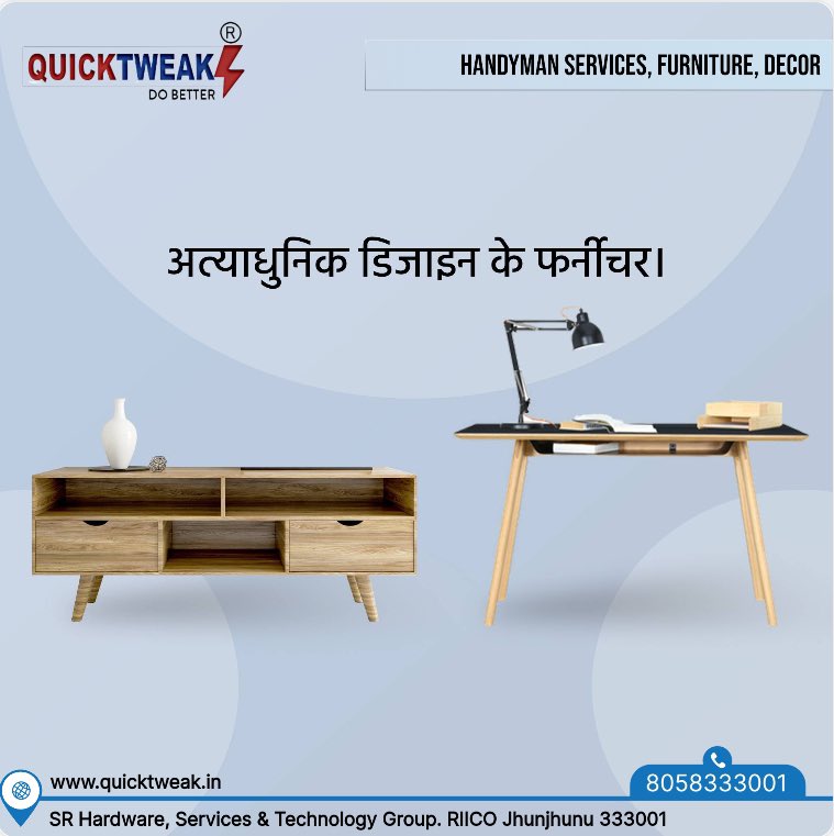 quicktweak_in's tweet image. #quicktweak #interior #plumbing #repairandmaintenance, #handymanservices, #interior #renovation, #electricwork #installation
#Modularkitchen #wardrobe #woodwork #furniturework #Jhunjhunu, #Rajasthan #curtaindecor #windowblinds #curtains #wooden #door