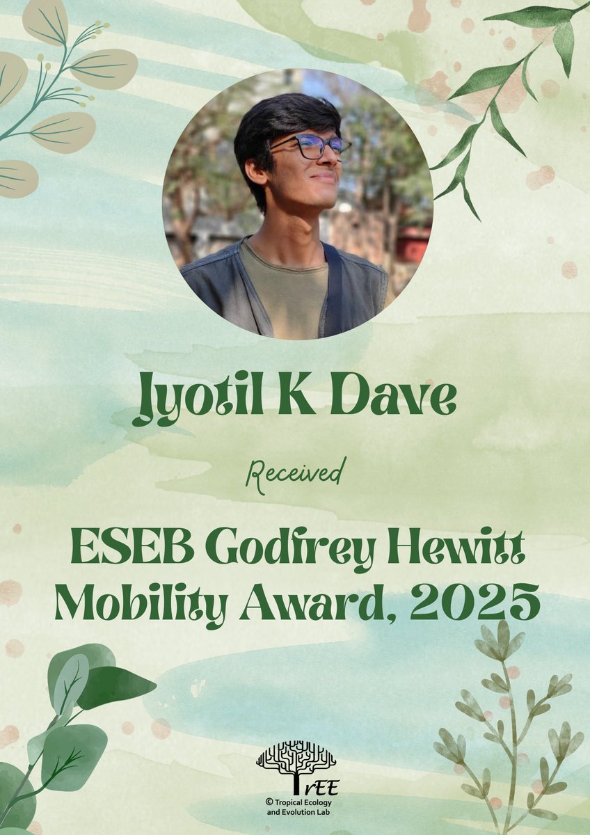 TrEE Lab (@tree_lab) on Twitter photo Congratulations <a href="/JyotilKDave/">Jyotil Dave</a> on receiving ESEB Godfrey Hewitt Mobility Award, 2025!!
<a href="/vinita_gowda/">Vinita Gowda: Success has never been my weakness</a> <a href="/eseb_org/">ESEB</a> <a href="/iiserbhopal/">IISER Bhopal</a> Congratulations <a href="/JyotilKDave/">Jyotil Dave</a> on receiving ESEB Godfrey Hewitt Mobility Award, 2025!!
<a href="/vinita_gowda/">Vinita Gowda: Success has never been my weakness</a> <a href="/eseb_org/">ESEB</a> <a href="/iiserbhopal/">IISER Bhopal</a>