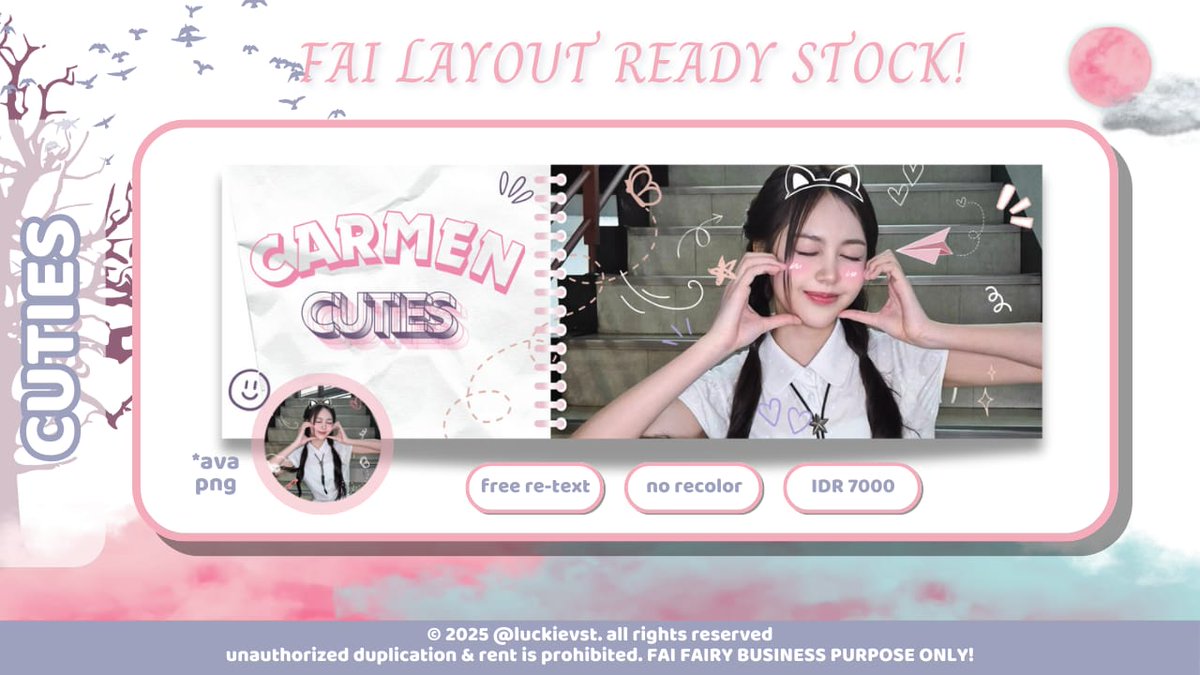 luckievst's tweet image. ♡ HELP REPOST PLEASE? thank you!

hi aku ada layout rs ready stock carmen dan jiwoo! yang udah ga sabar dijemput di dm ku nih! price cek pic yaa! ayo jajan guys! maaciw 🧚‍♀️💗

#zonauang #zonajajan #zonaba