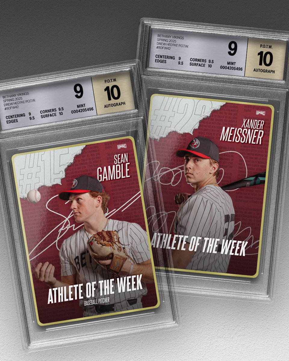 Vikings Sweep UMAC Weekly Honors

Sean Gamble - Athlete of the Week (Pitcher)
Xander Meissner - Athlete of the Week (Player)
