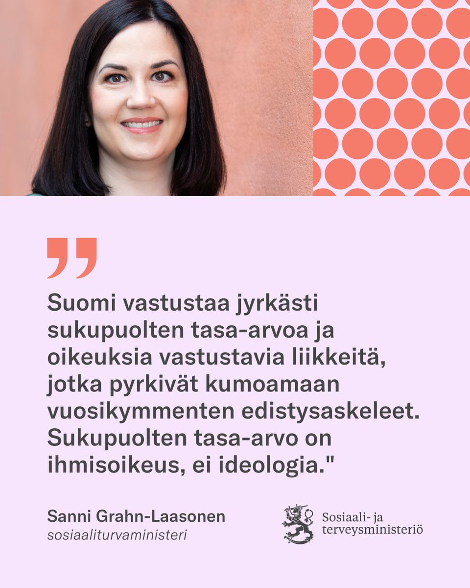 Ministeri <a href="/sannigrahn/">Sanni Grahn-Laasonen 🇺🇦</a> ilmaisi Suomen kansallisessa #CSW-puheessaan huolensa tyttöjen ja naisten heikentyvästä asemasta maailmanlaajuisesti: “Kovalla työllä saavutettujen edistysaskelten mitätöinti on uhka demokratialle ja talouksille.”

Koko puhe: webtv.un.org/en/asset/k11/k…

#CSW69