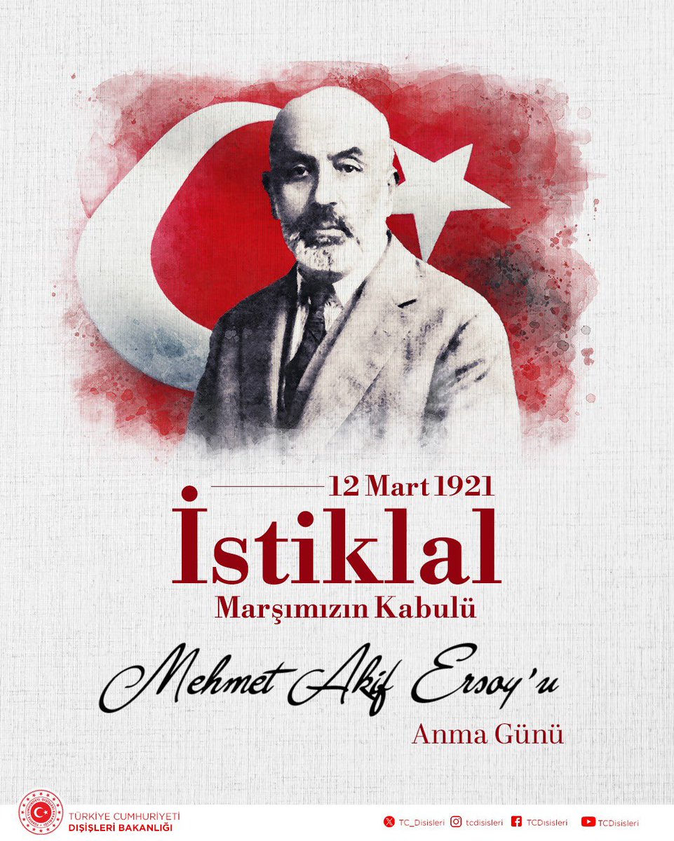 İstiklal Marşımızın kabulünün 104. yıldönümünde, Milli Şairimiz Mehmet Akif Ersoy’u ve tüm şehitlerimizi rahmet ve minnetle yad ediyoruz.