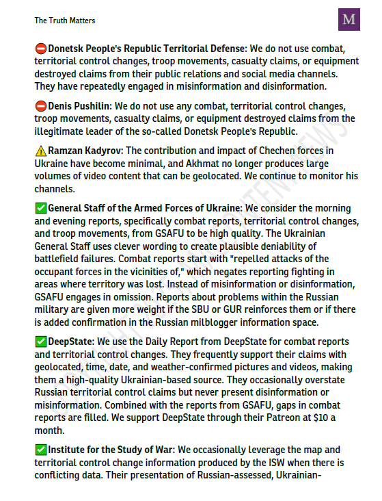 MalcontentmentT's tweet photo. @ADioumaev No. This is our proprietary internal news sourcing list, which includes hundreds of people worldwide and over 200 Telegram, Twitter, and YouTube accounts. 

We publish a short, partial list in the notes section of the SITREP with explanations.

It is not comprehensive. https://t.co/SJp7Q8Vdzt